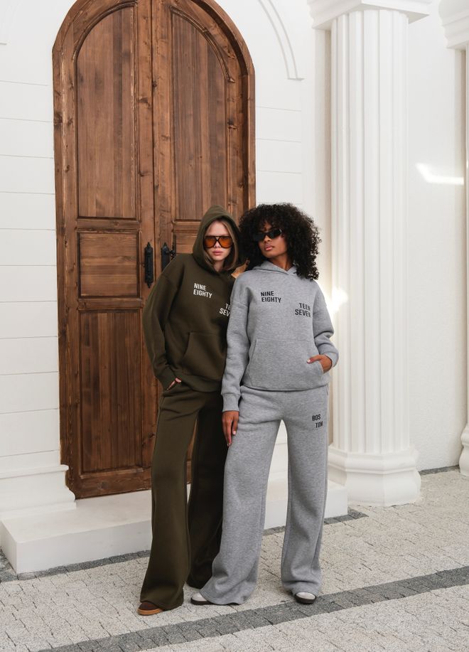 Ouz Fashion Green Oversized Fit Tracksuit With Kangaroo Pocket Wholesale Clothing Lounge