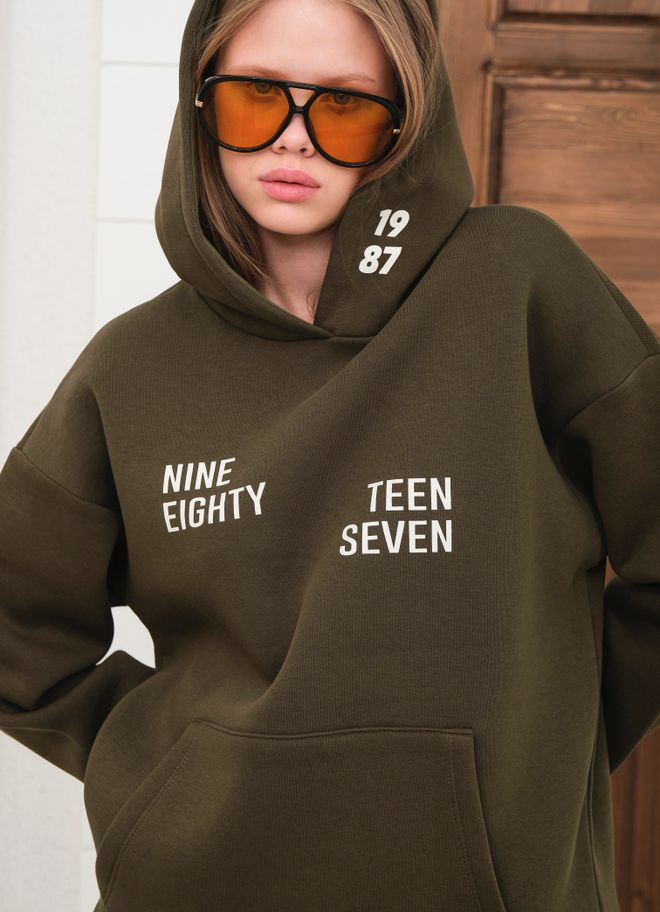 Ouz Fashion Green Oversized Fit Tracksuit With Kangaroo Pocket Wholesale Clothing Casual