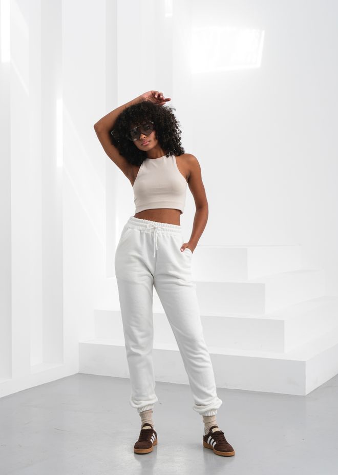 Ouz Fashion White Jogger Pants For Sport And Casual Wear Wholesale Clothing Casual