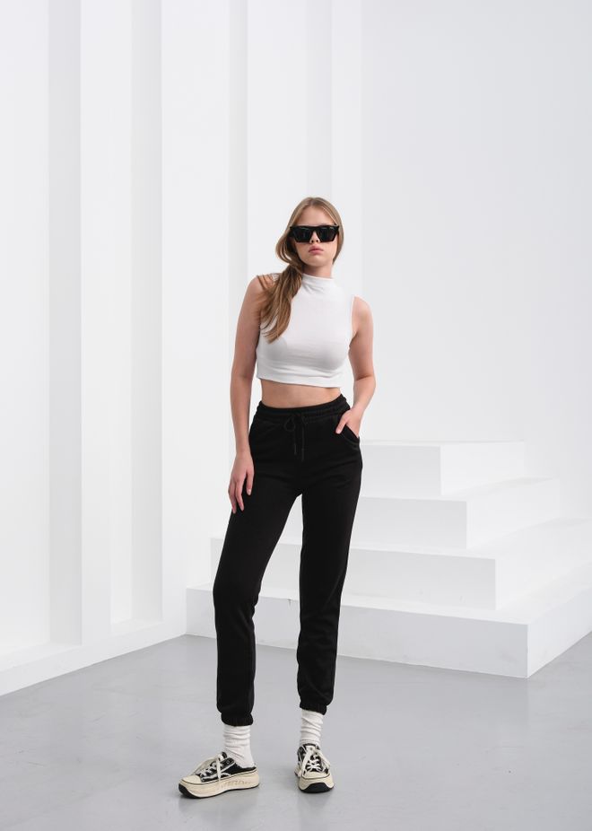 Ouz Fashion Juodos Jogger Kelnės Su Raišteliais Didmeninė prekyba drabužiais Kokteilinė