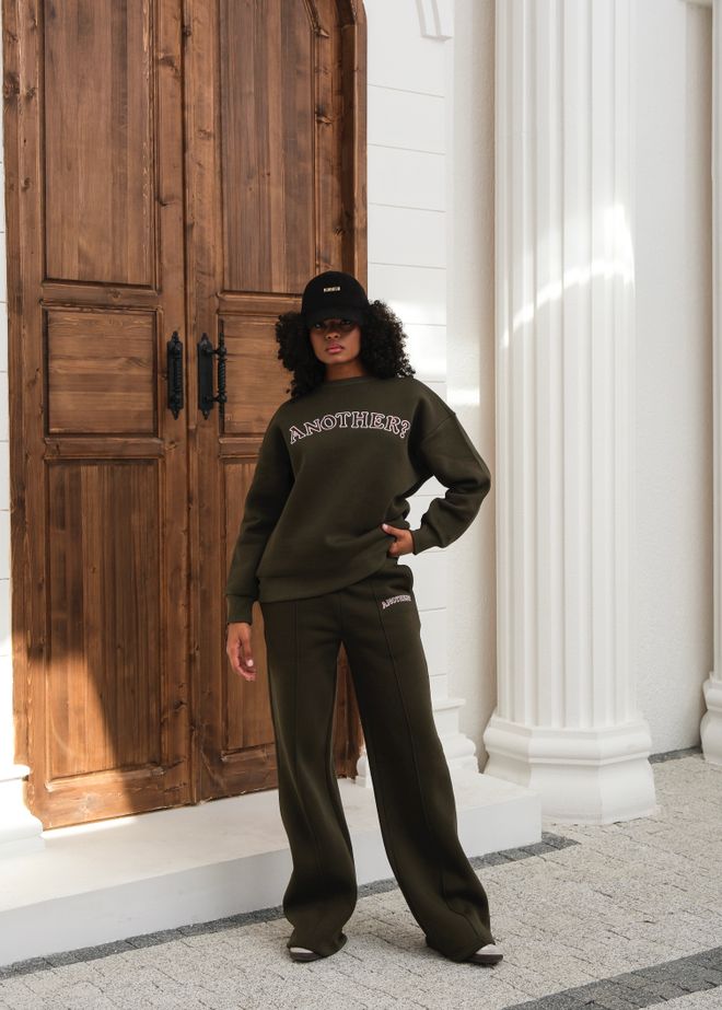Ouz Fashion Chándal Verde Oversized Con Estampado De Letras Ropa al por mayor Casual