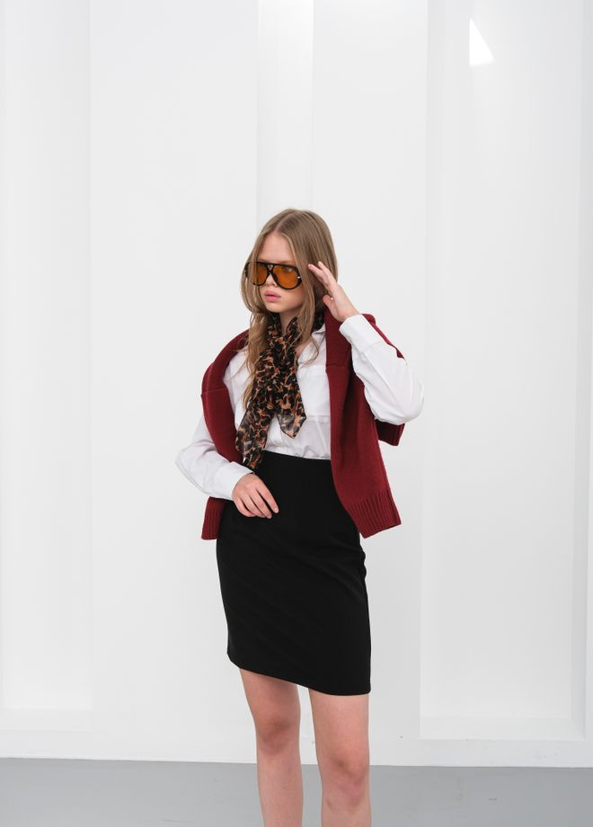 Ouz Fashion Juodas Elegantiškas Midi Pieštuko Sijonas Aukštu Liemeniu Didmeninė prekyba drabužiais Išleistuvės