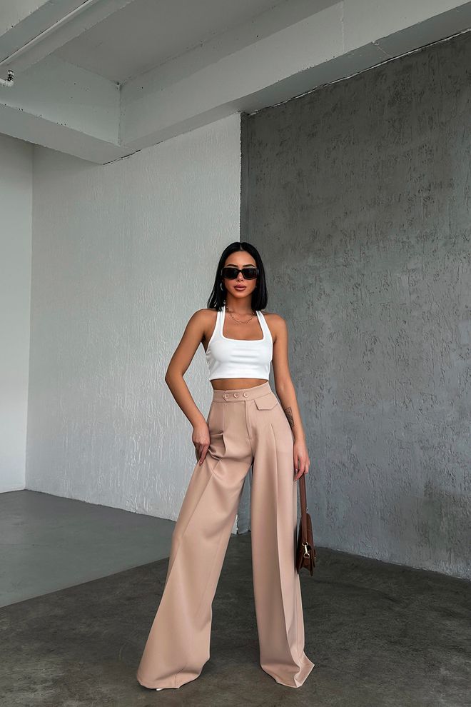 Ouz Fashion Λεπτομερές Παντελόνι Με Τρία Κουμπιά Χονδρικό εμπόριο ενδυμάτων Casual