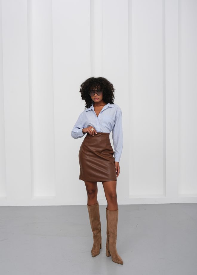 Ouz Fashion Brown High Waist Bodycon Mini Skirt Wholesale Clothing 1