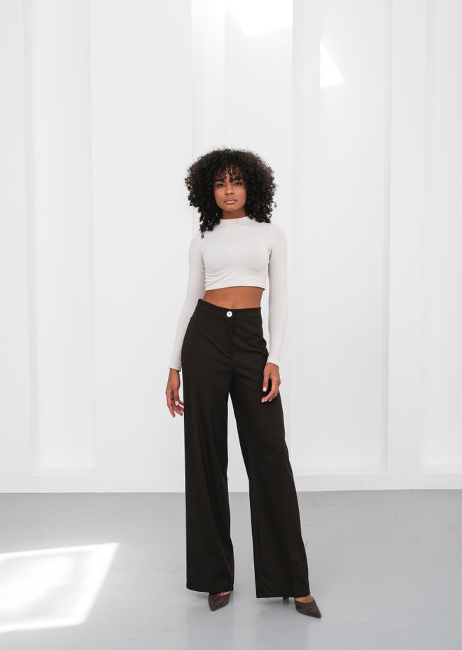 Ouz Fashion Black Elegant Formal Palazzo Pants Wholesale Clothing Casual