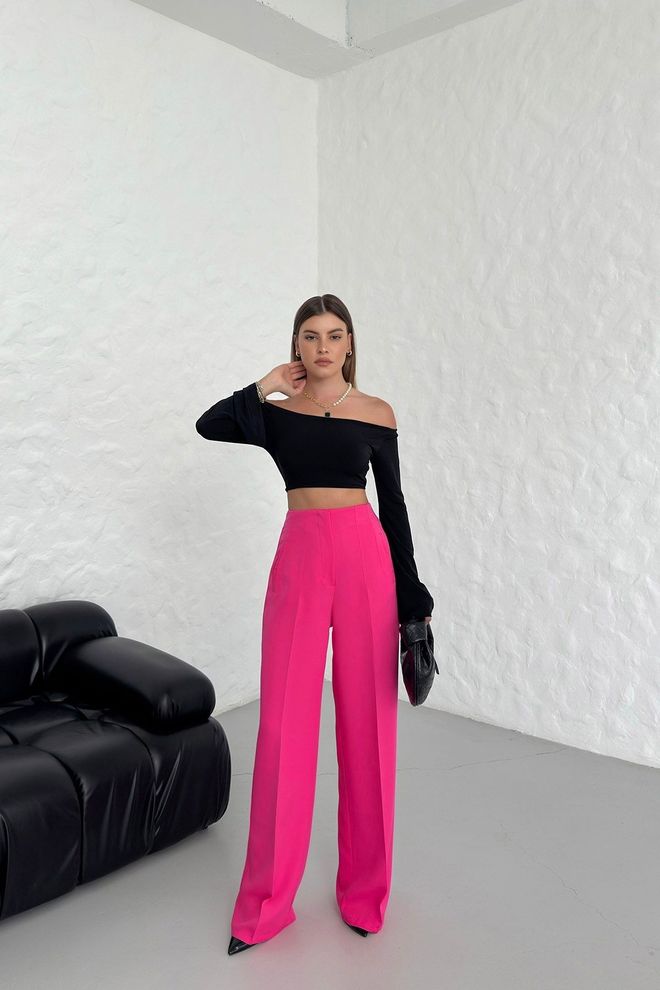 Ouz Fashion Fuksijos Palazzo Kelnės Didmeninė prekyba drabužiais Kokteilinė