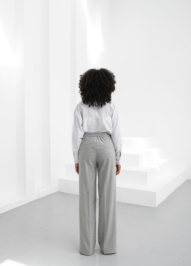 Ouz Fashion “Palazzo” Kelnės Baltos Spalvos Juosmens Elastinis Metalinis Mygtukas Atsisega Didmeninė prekyba drabužiais 0