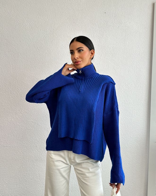 Ouz Fashion Strickpullover Mit Nonnenkragen Großhandelskleidung Lässig