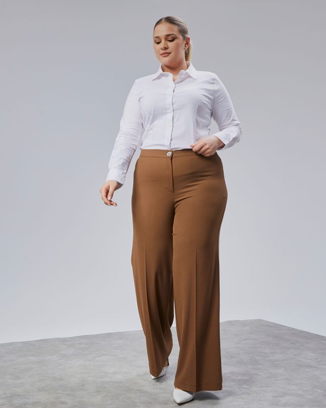 Ouz Fashion Braune Elegante Plus Size Palazzo Hose Großhandelskleidung Formal