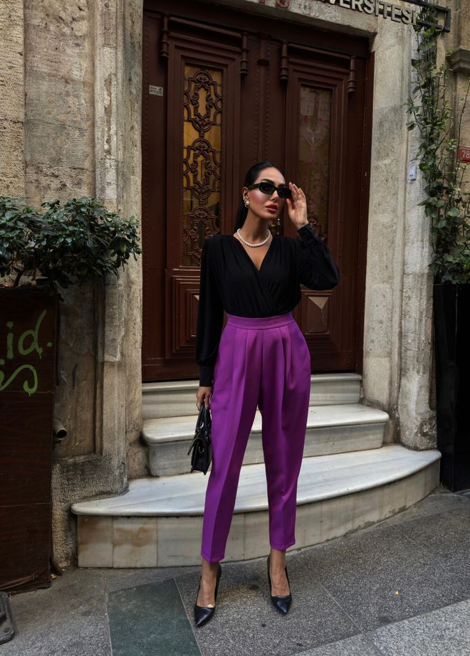 Ouz Fashion Двойни Панталони Mom Cut С Висока Талия Дрехи на едро Официален