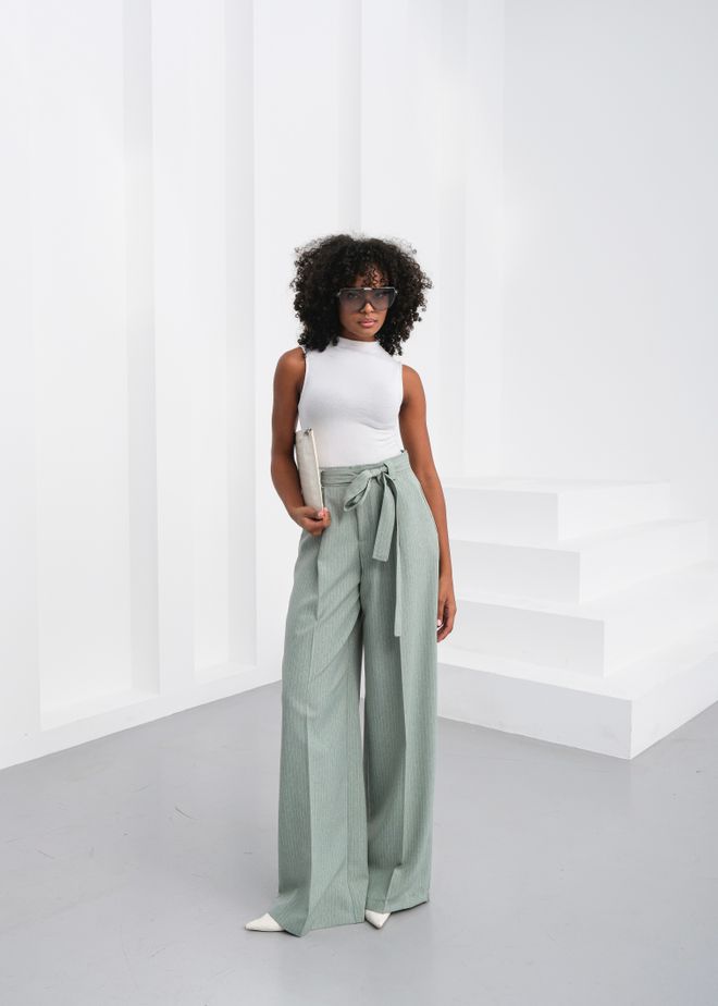 Ouz Fashion Sante Prugasti Pojas Za Struk Palazzo Pantalone Велепродаја одеће Формални