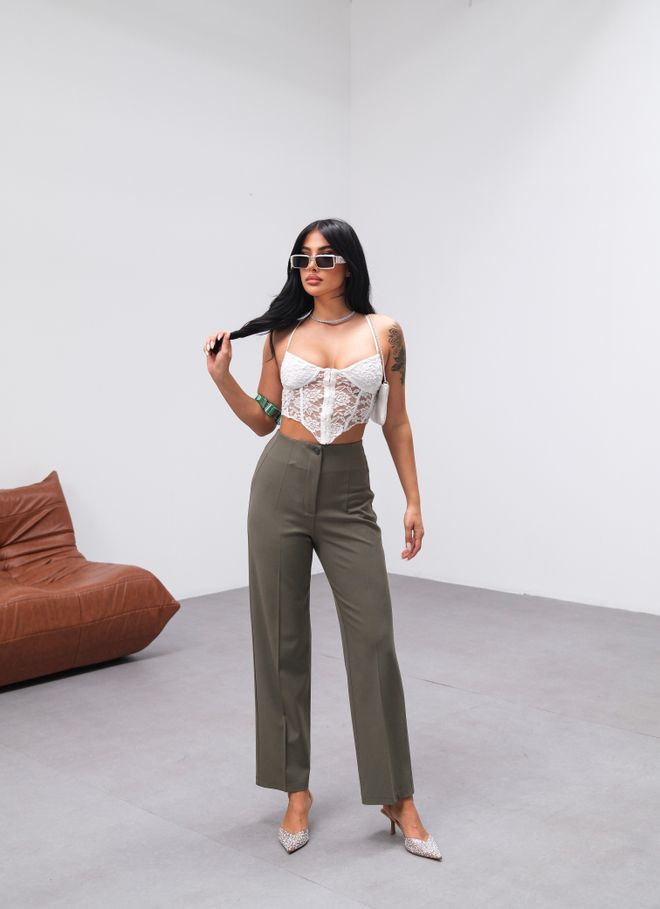 Ouz Fashion Poli Viskozės Formos Kelnės Aukštu Juosmeniu Didmeninė prekyba drabužiais Išleistuvės