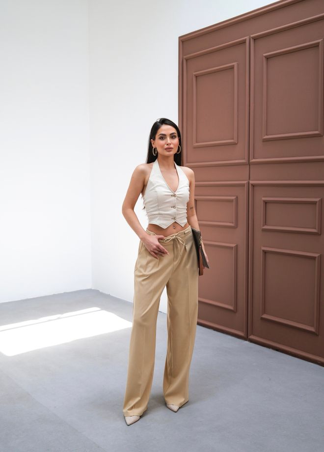 Ouz Fashion Široke Hlače Z Elastičnim Pasom In Čipko Oblačila na debelo Ležerno