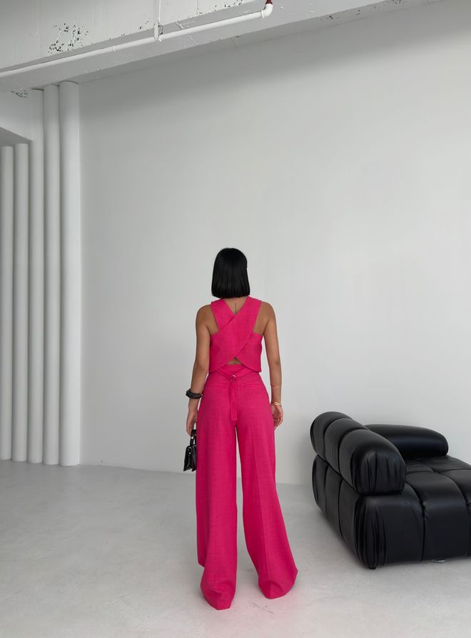 Ouz Fashion Fuchsia Elegant Palazzo Set Wholesale Clothing Casual