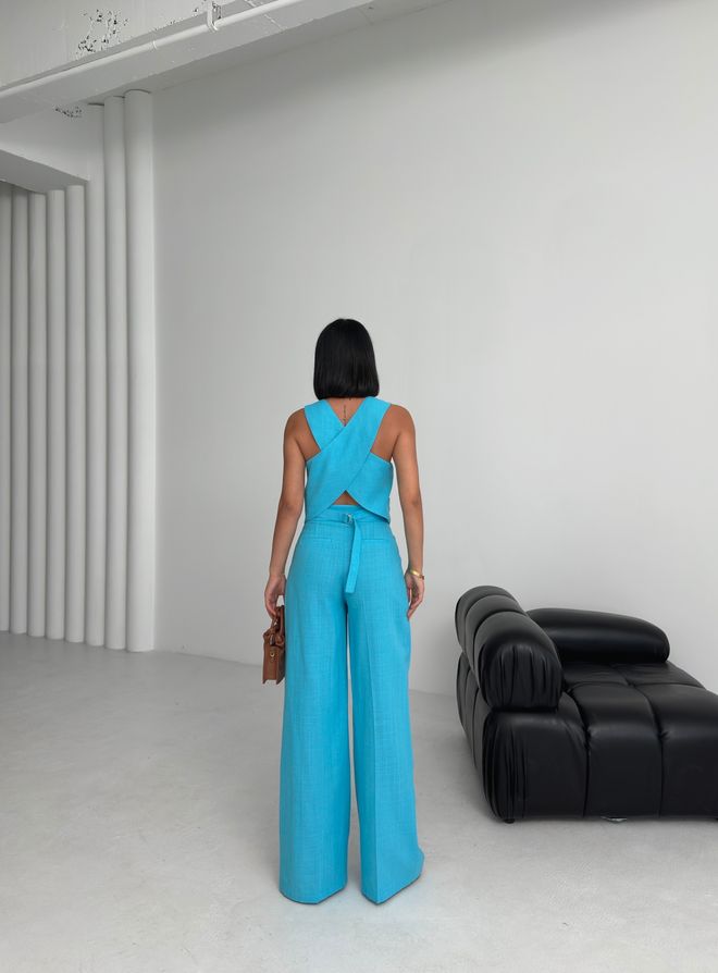 Ouz Fashion Conjunto Azul Elegante Formal Casual Ropa al por mayor 1