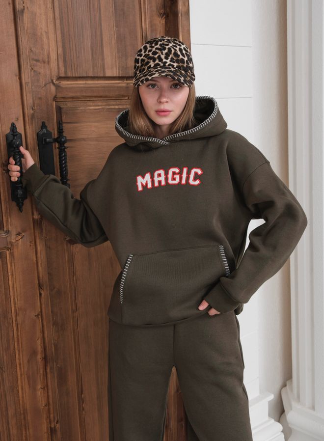 Ouz Fashion Анцуг Комплект Каки Небрежен Спорт Улична Мода Дрехи на едро Спорт