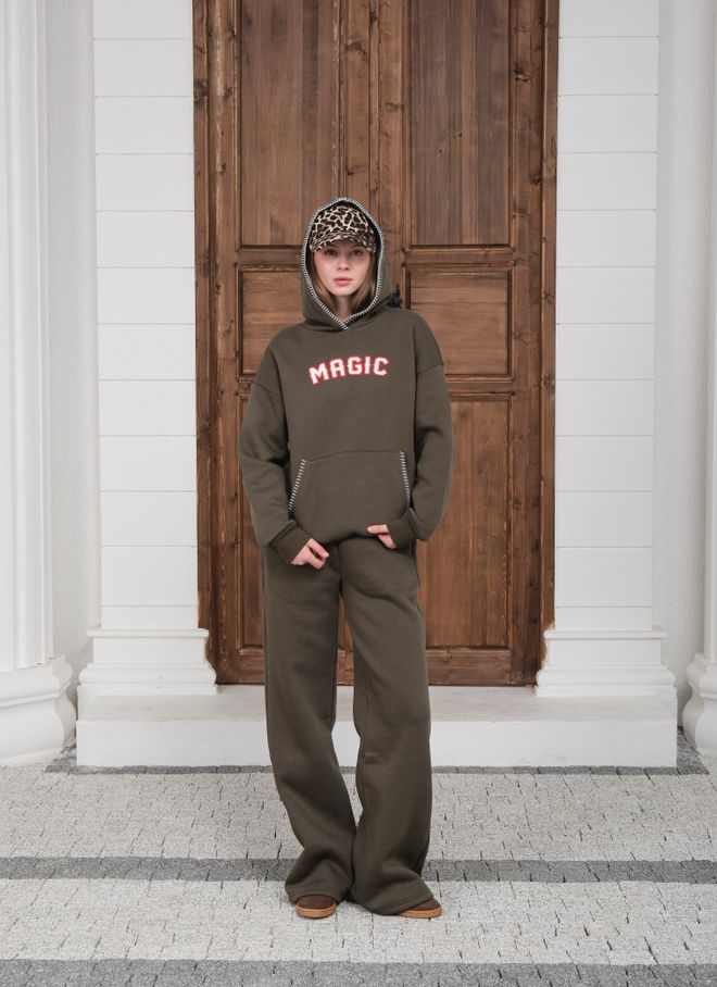 Ouz Fashion Khaki Trainingsanzug Lässig Sport Streetwear Großhandelskleidung Lässig