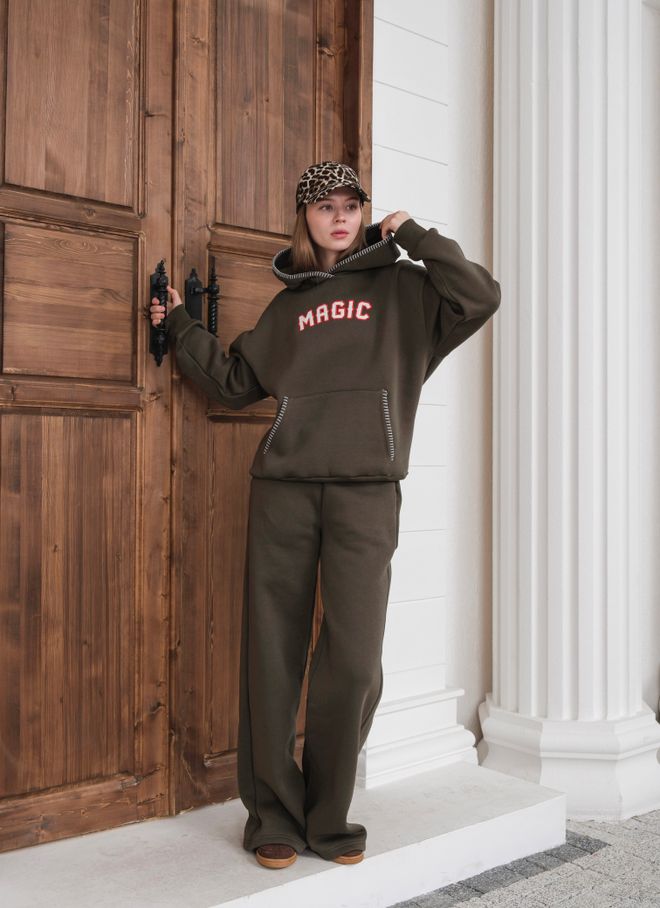 Ouz Fashion Анцуг Комплект Каки Небрежен Спорт Улична Мода Дрехи на едро Работа