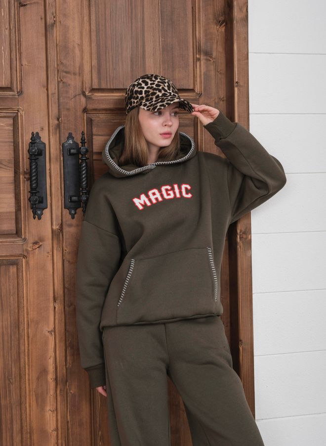 Ouz Fashion Анцуг Комплект Каки Небрежен Спорт Улична Мода Дрехи на едро Пролет