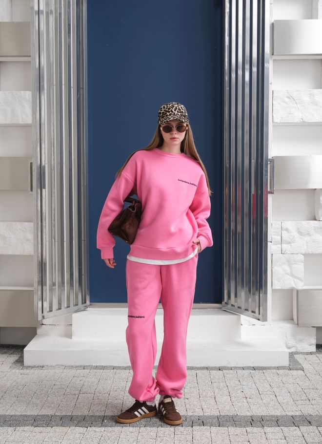 Ouz Fashion Pink Tracksuit Oversized Jogger With Round Neck Wholesale Clothing Sport