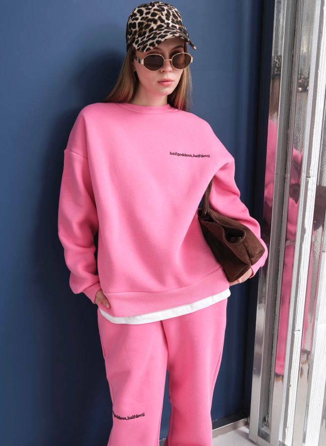 Ouz Fashion Pink Tracksuit Oversized Jogger With Round Neck Wholesale Clothing Spring