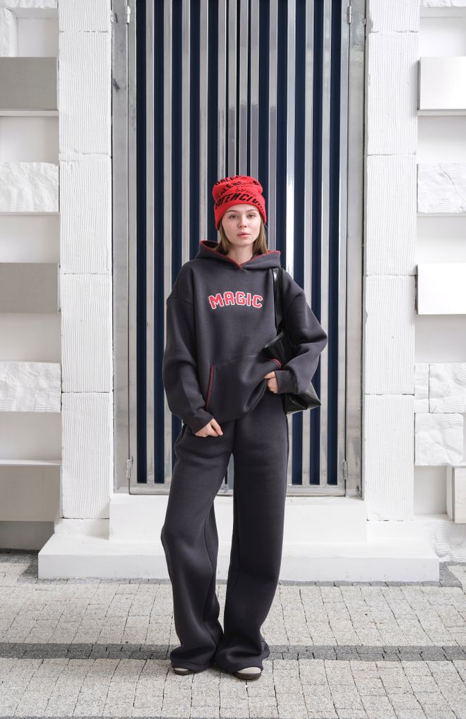 Ouz Fashion Zwart Trainingspak Met Oversized Pasvorm En Capuchon Groothandel Kleding Lente