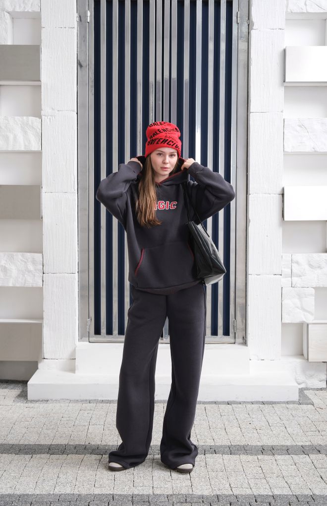 Ouz Fashion Zwart Trainingspak Met Oversized Pasvorm En Capuchon Groothandel Kleding Sport