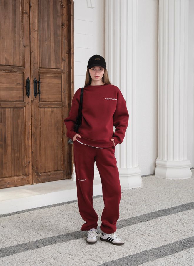 Ouz Fashion Claret Red Tracksuit Oversized Fit Jogger Wholesale Clothing Lounge