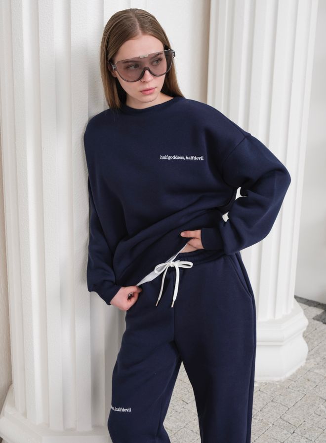Ouz Fashion Navy Blue Oversized Fit Tracksuit With Jogger Pants Wholesale Clothing 1