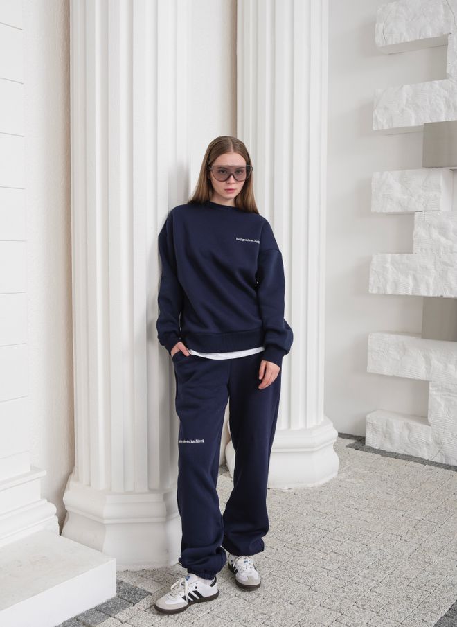 Ouz Fashion Navy Blue Oversized Fit Tracksuit With Jogger Pants Wholesale Clothing Sport