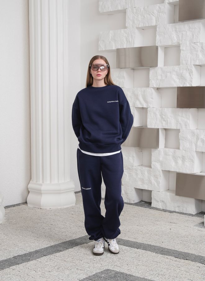 Ouz Fashion Navy Blue Oversized Fit Tracksuit With Jogger Pants Wholesale Clothing Spring