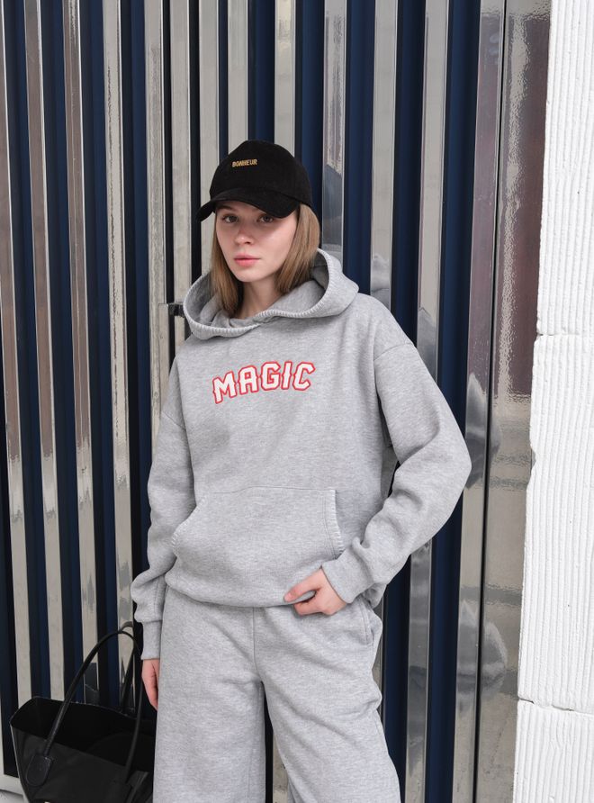 Ouz Fashion Fato De Treino Cinzento Tamanho Grande Com Decote Com Capuz Roupas por atacado Primavera