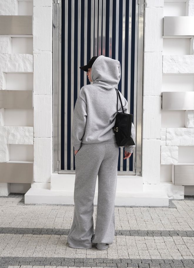 Ouz Fashion Fato De Treino Cinzento Tamanho Grande Com Decote Com Capuz Roupas por atacado A relaxar