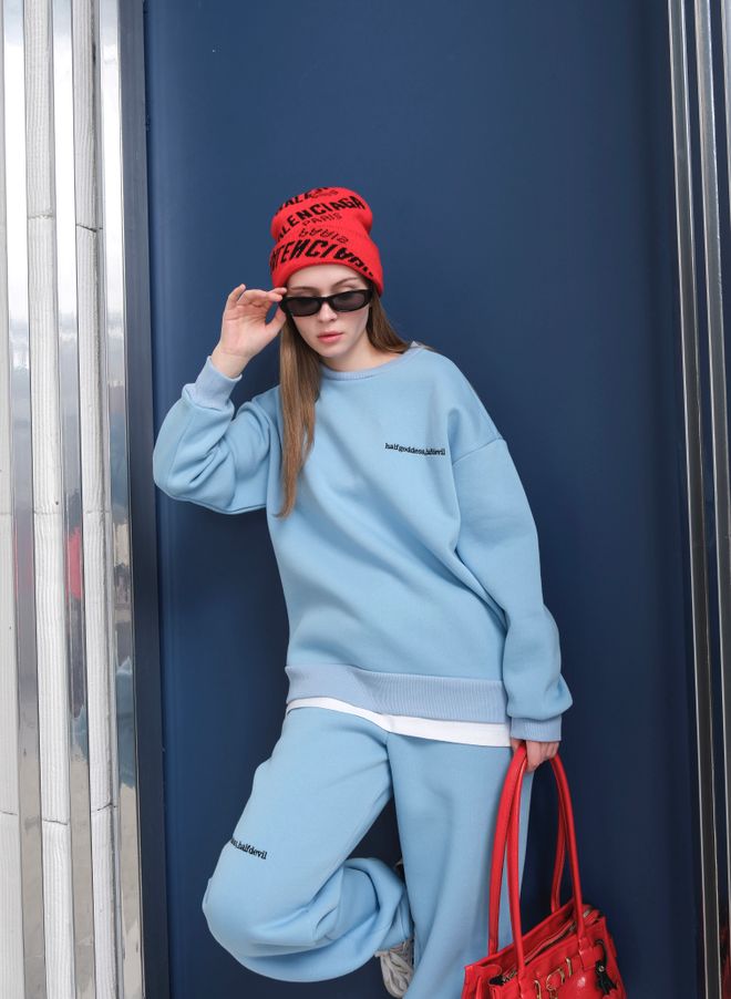 Ouz Fashion Blue Casual Sport Streetwear Cute Tracksuit Wholesale Clothing Spring