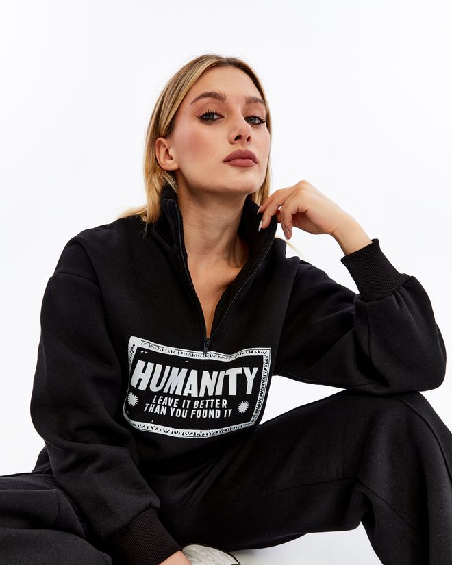 Ouz Fashion Black Tracksuit Oversized Fit With Zip Up Closure Wholesale Clothing 5