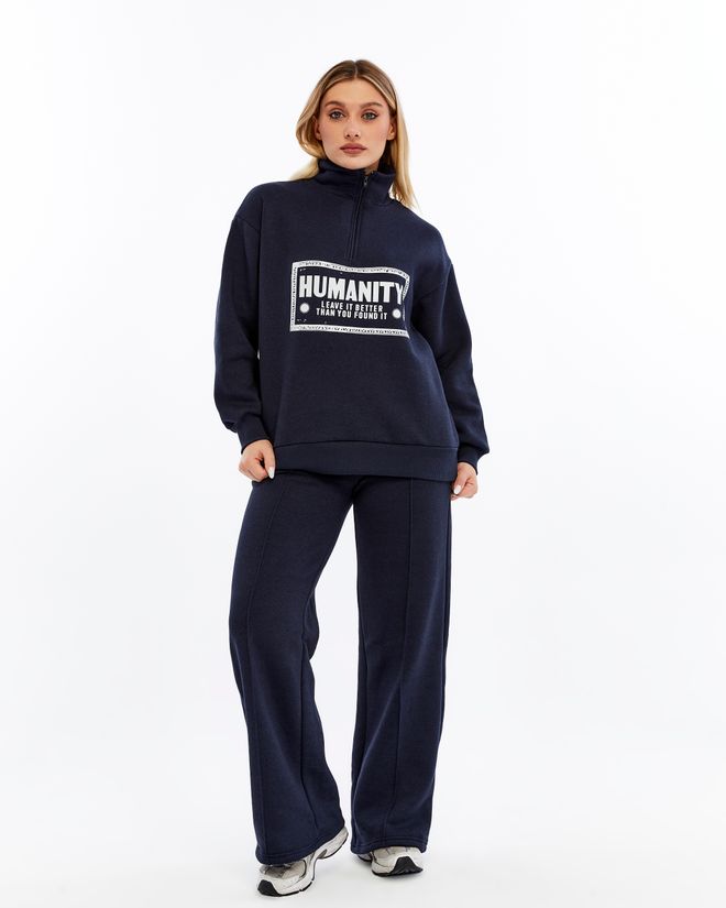 Ouz Fashion Navy Blue Tracksuit Casual Sport Streetwear Zip Up Wholesale Clothing 5