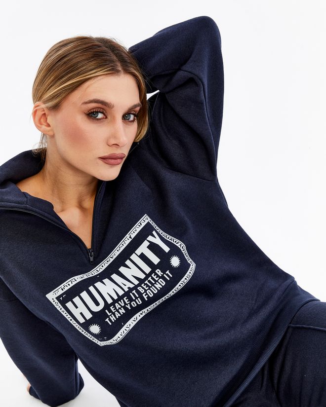 Ouz Fashion Navy Blue Tracksuit Casual Sport Streetwear Zip Up Wholesale Clothing Sport