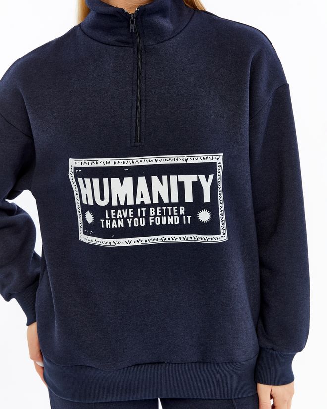 Ouz Fashion Navy Blue Tracksuit Casual Sport Streetwear Zip Up Wholesale Clothing Work