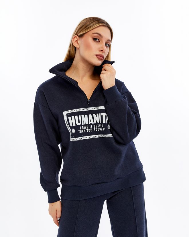 Ouz Fashion Navy Blue Tracksuit Casual Sport Streetwear Zip Up Wholesale Clothing Casual