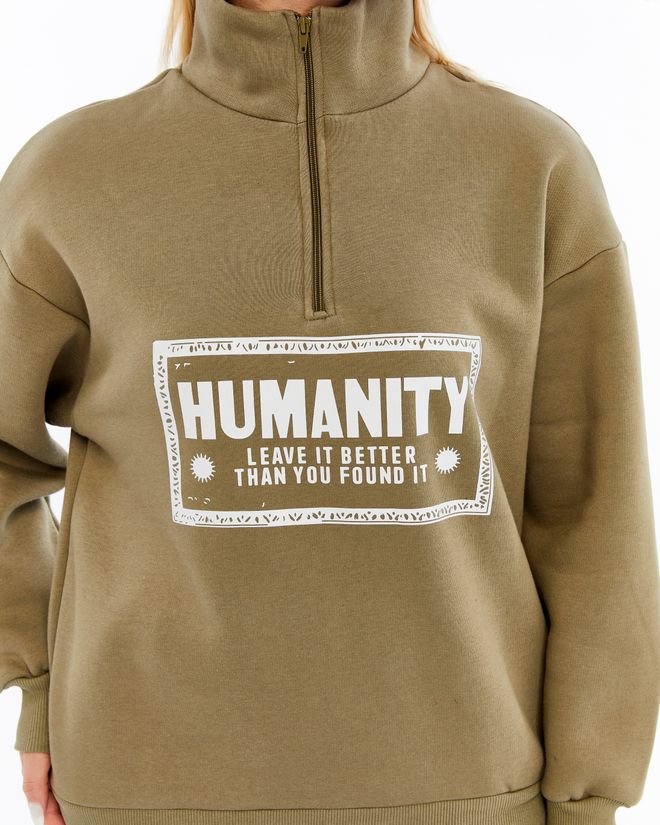 Ouz Fashion Khaki Oversized Fit Tracksuit With Zip Up Wholesale Clothing Lounge