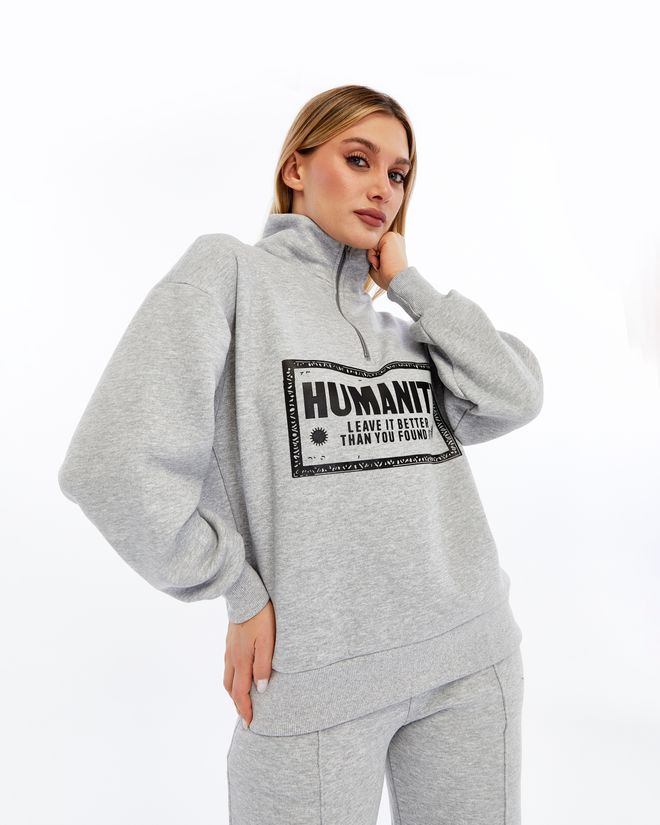 Ouz Fashion Grey Tracksuit With Zip Up Closure And Wide Palazzo Pants Wholesale Clothing Work