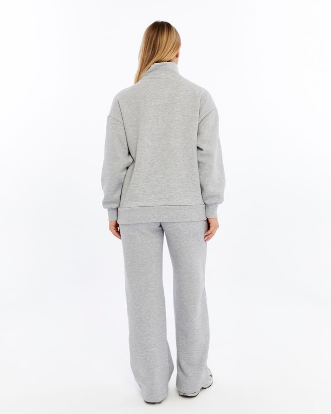 Ouz Fashion Grey Tracksuit With Zip Up Closure And Wide Palazzo Pants Wholesale Clothing Lounge