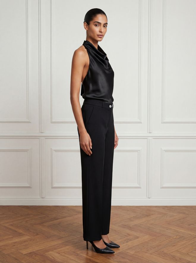 Ouz Fashion Black Elegant Wide Leg Chinos Pants Wholesale Clothing 1