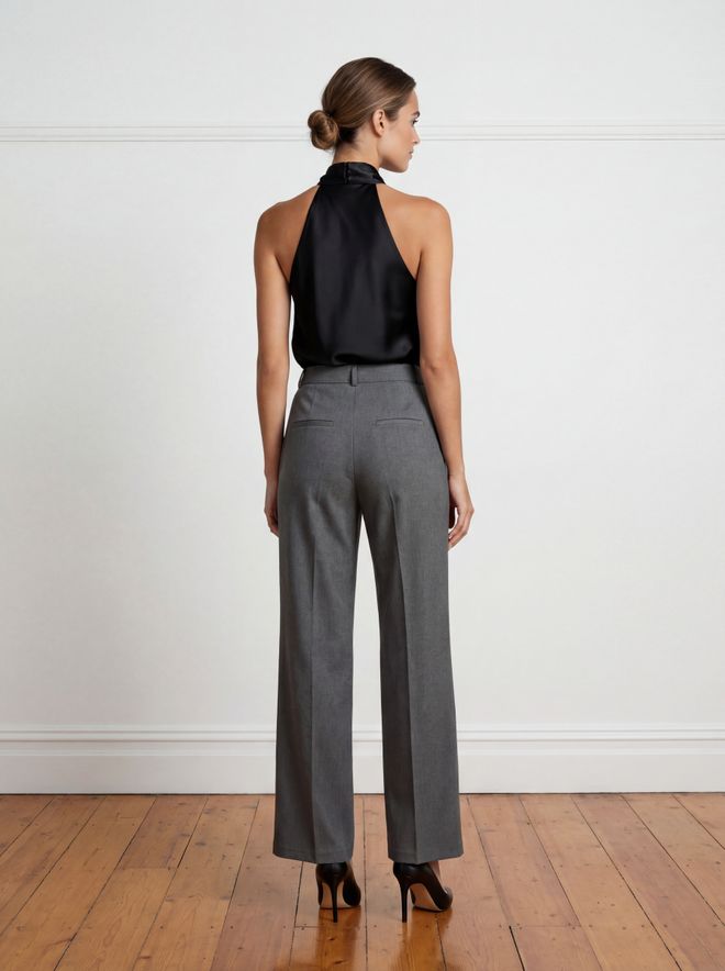 Ouz Fashion Grey Elegant Wide Leg Chinos Pants Wholesale Clothing Work