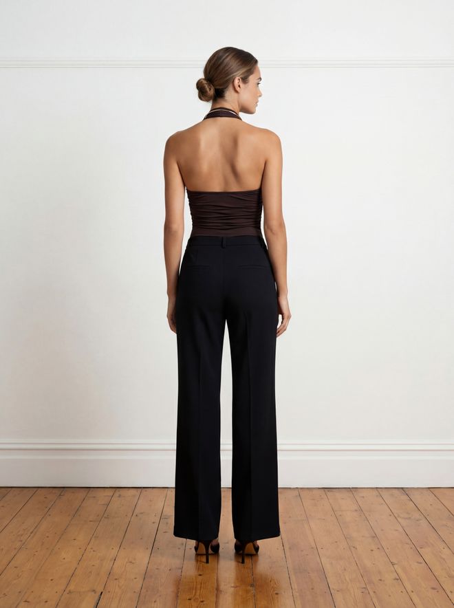 Ouz Fashion Zwarte Elegante Formele Brede Palazzo Broek Groothandel Kleding Vintage