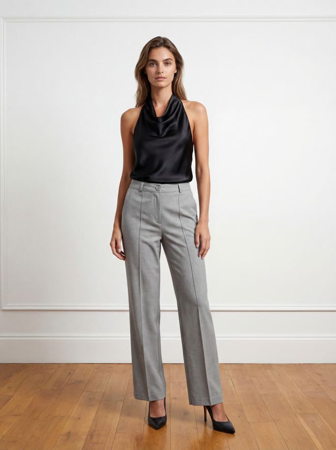 Ouz Fashion Греи Формални Панталоне Цхинос Високог Струка Страигхт Лег Велепродаја одеће Формални