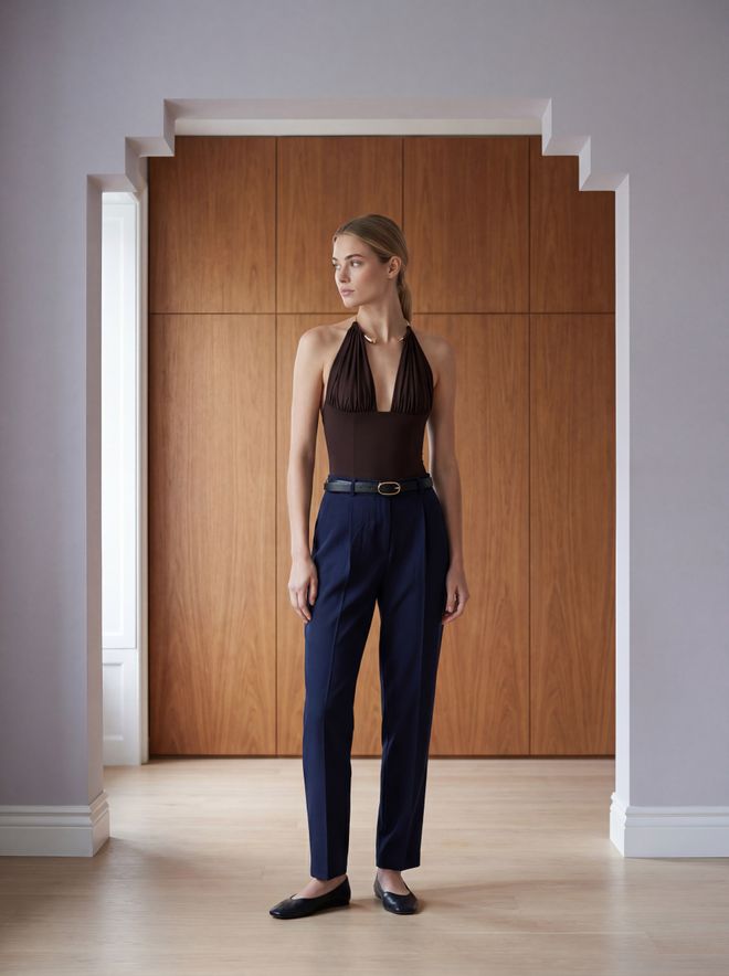 Ouz Fashion Панталоне Морнарско Плаво Елегантне Чинос Права Ногавица Велепродаја одеће Неформалан