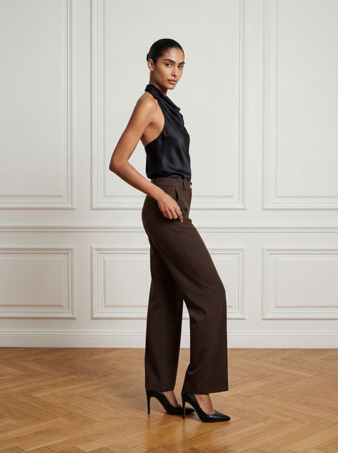 Ouz Fashion Brown Elegant Tapered Carrot Pants Wholesale Clothing Work