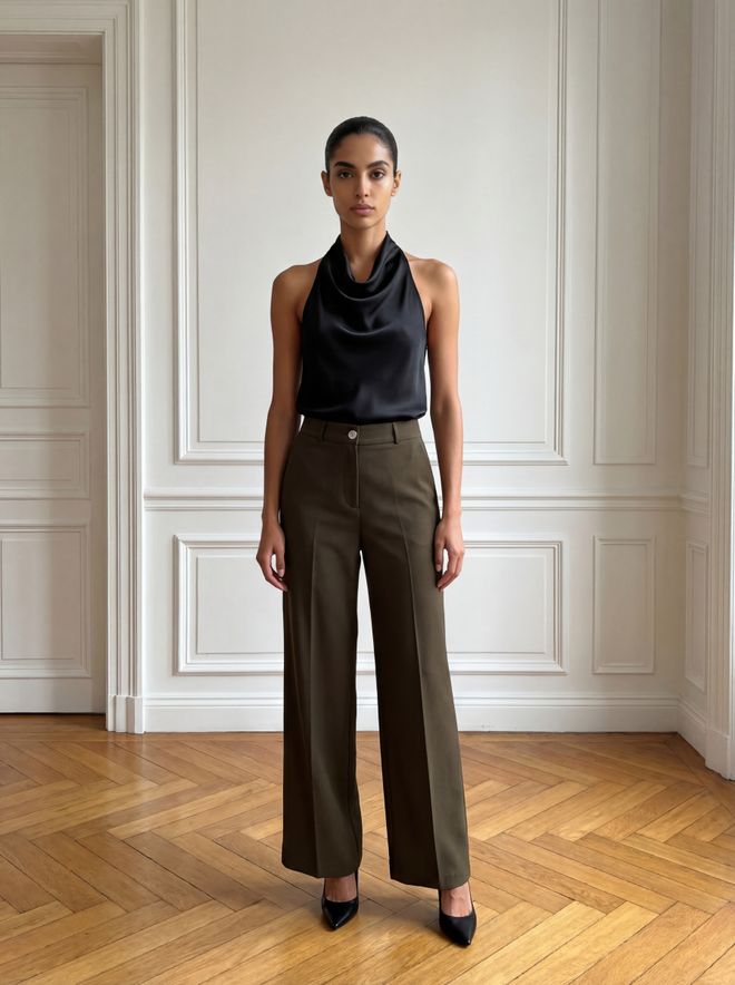 Ouz Fashion Pantaloni Maro Eleganți Formali Vintage Îmbrăcăminte cu ridicata 1