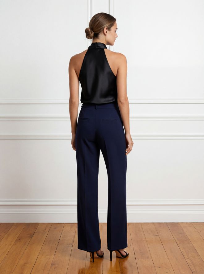 Ouz Fashion Navy Blue Elegant Straight Leg Chinos Pants Wholesale Clothing Work